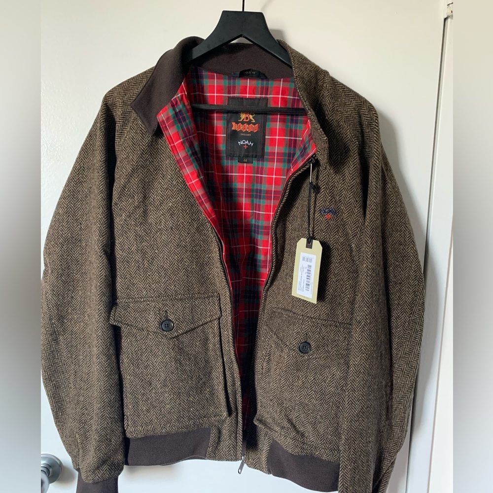 Baracuta and Noah Men’s G9 Herringbone Wood-Tweed Harrington Jacket - New